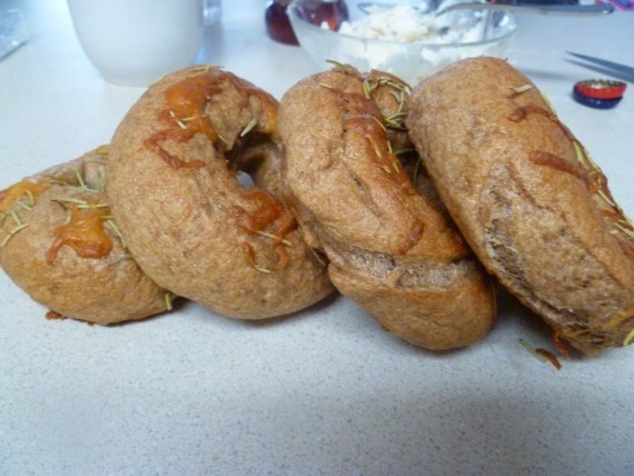 Rosemary, Goat Cheese, Honey Wheat Bagels