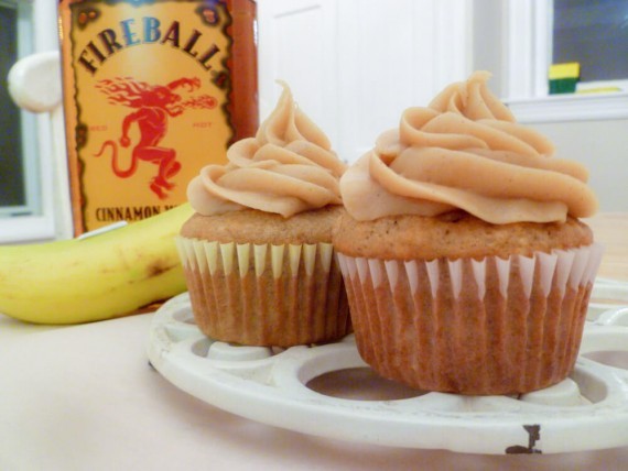banana cinnamon cupcakes with fireball whisky