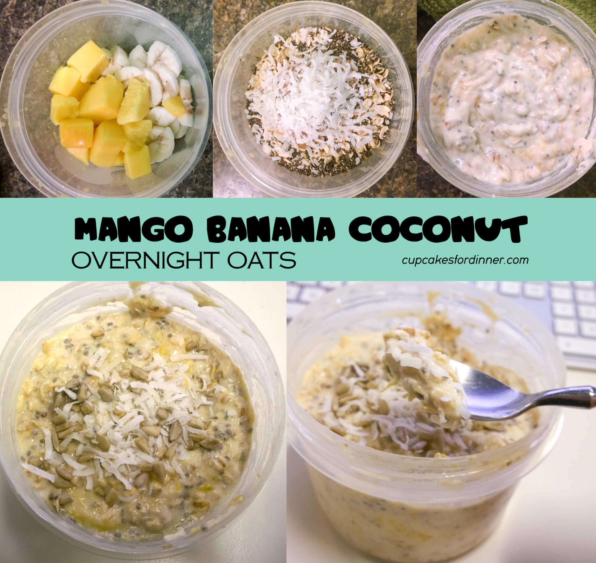 Banana, Mango, Coconut Overnight Oats