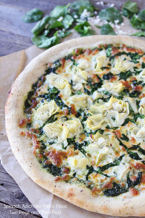 Spinach Arthicoke Pesto Pizza