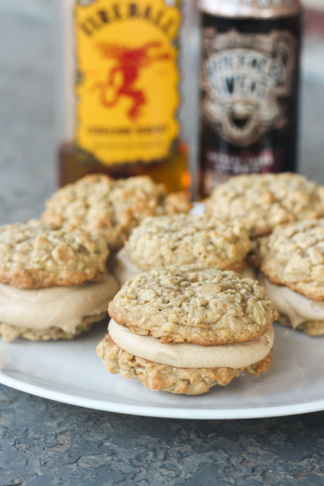 Boozy Peanut Butter Oatmeal Cream Pies