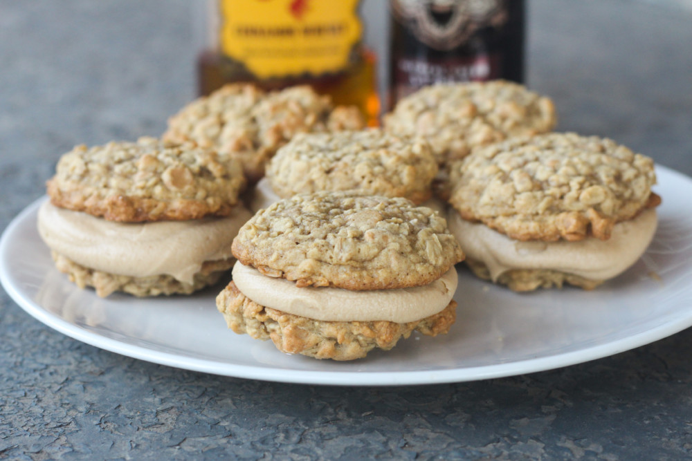 Boozy Peanut Butter Oatmeal Cream Pies