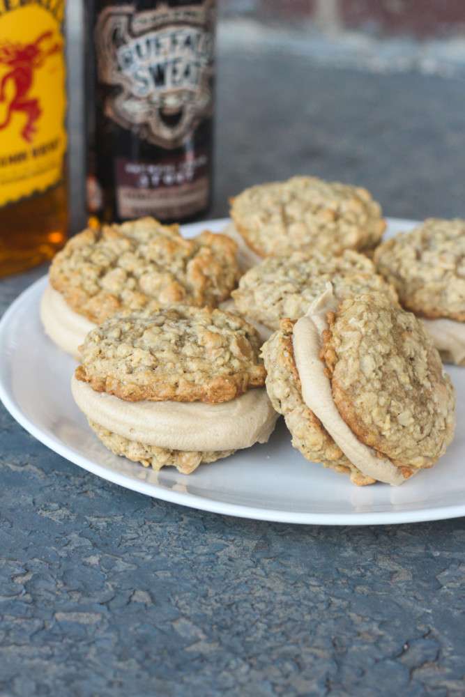 Boozy Peanut Butter Oatmeal Cream Pies