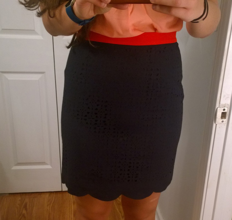 Stacey Scallop Hem Cut-Out Detail Skirt