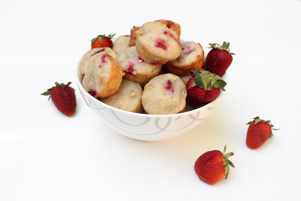 Simple Strawberry Banana Muffins in a bowl