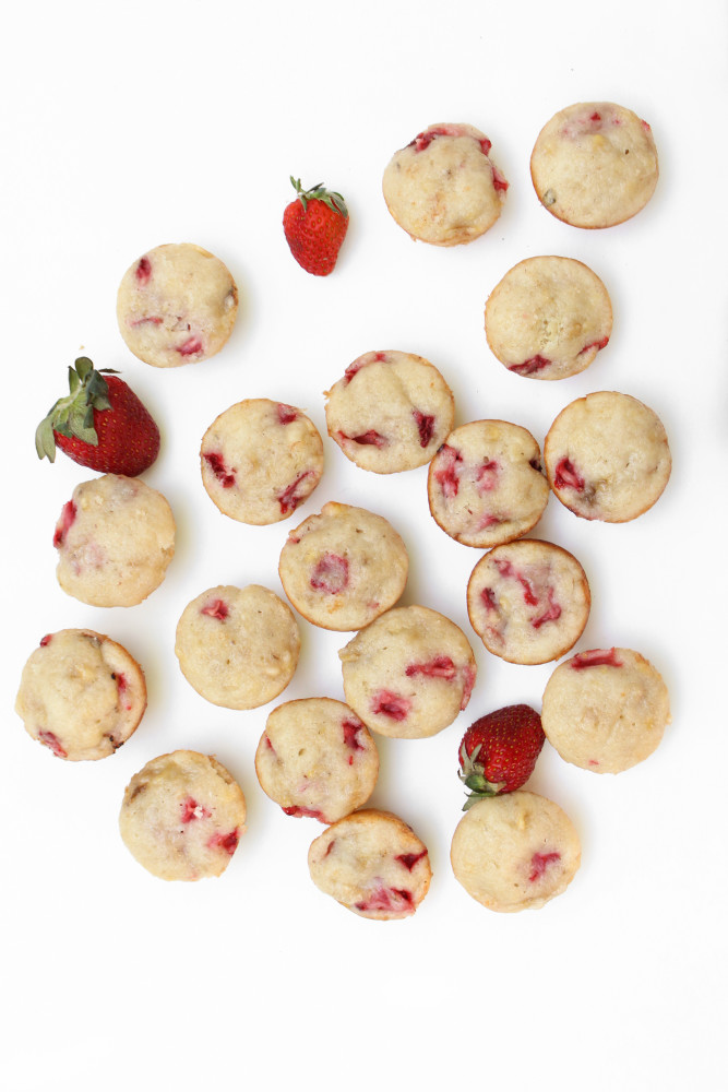 Simple and Healthy Strawberry Banana Muffins overhead shot