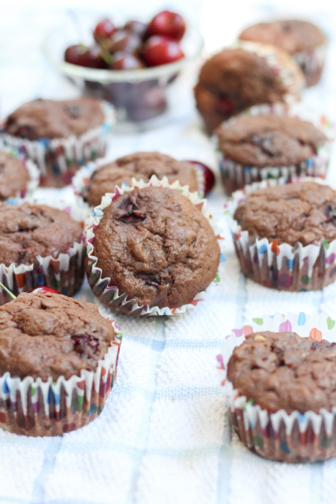 Chocolate Cherry Banana Muffins