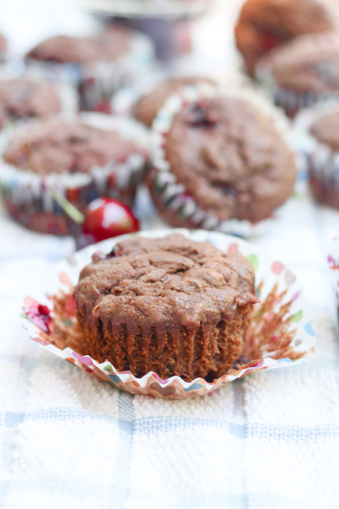 Chocolate Cherry Banana Muffins