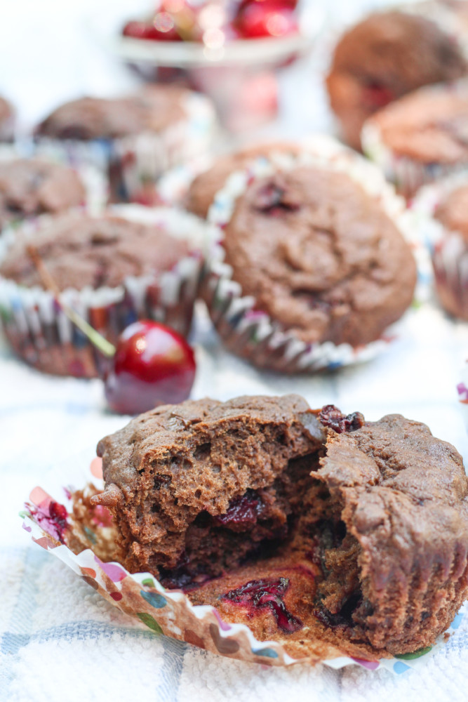 Chocolate Cherry Banana Muffins