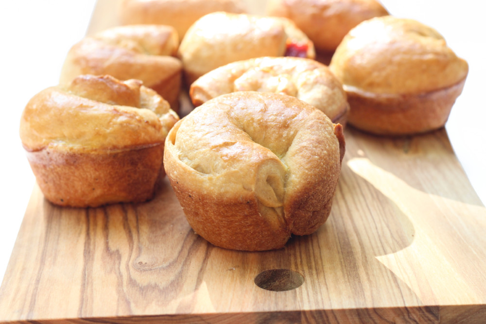 Swirled whole wheat brioche rolls