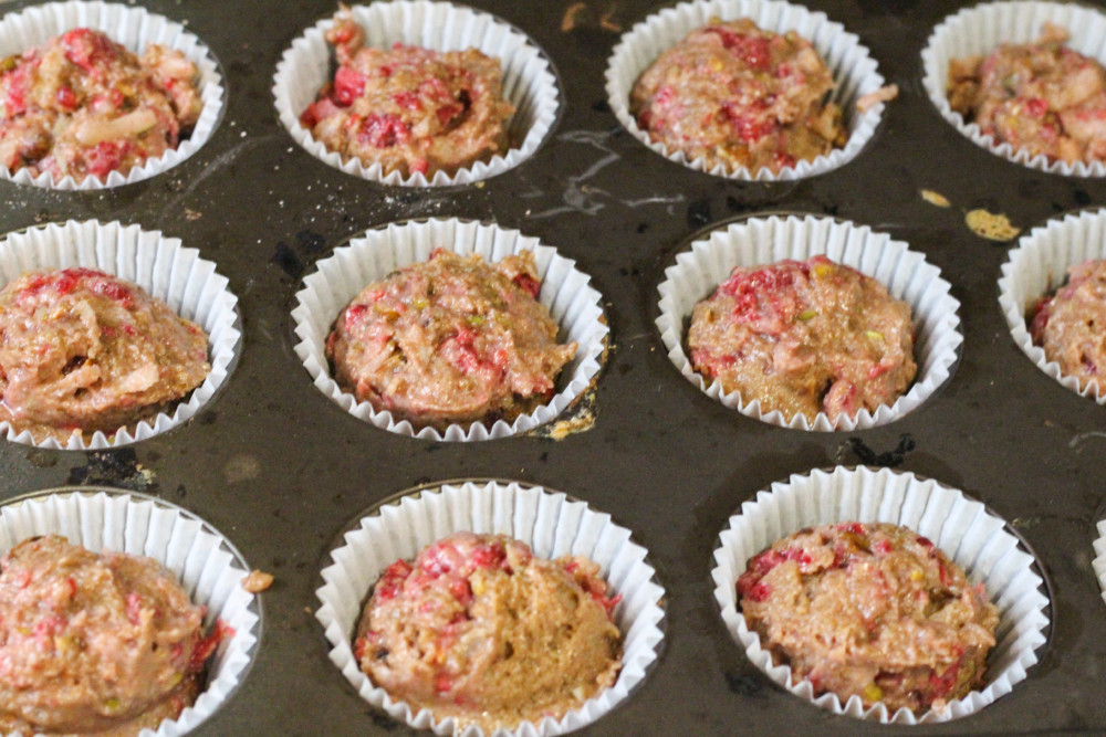 Pistachio Pear Raspberry Muffins