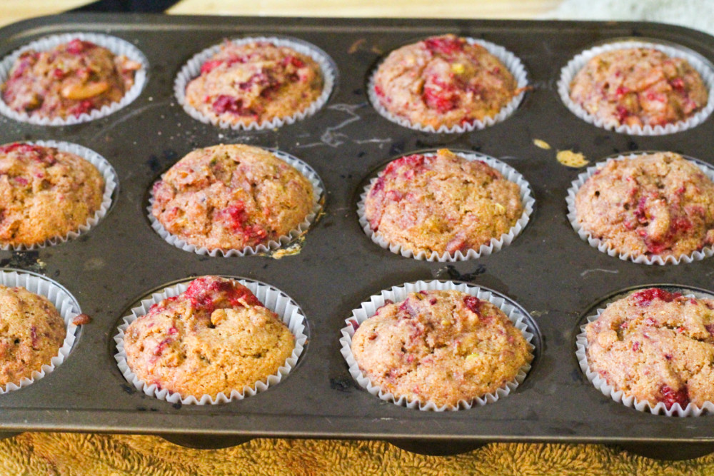 Pistachio Pear Raspberry Muffins