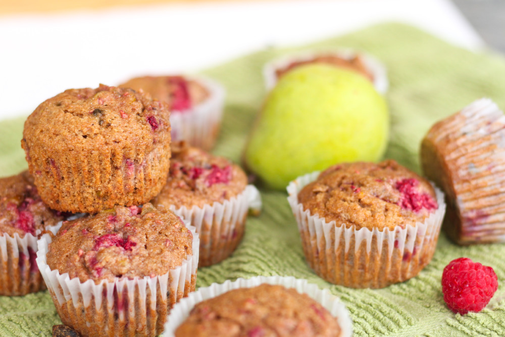 Pistachio Pear Raspberry Muffins